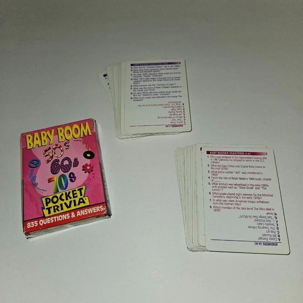 6 Trivia Cards Lot On Go Movies Music TV Baby Boom Trivial Pursuit Travel Games